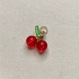 Cherry Charm Pendant | Red Acrylic Cherry Jewelry Charm with Gold Tone Loop